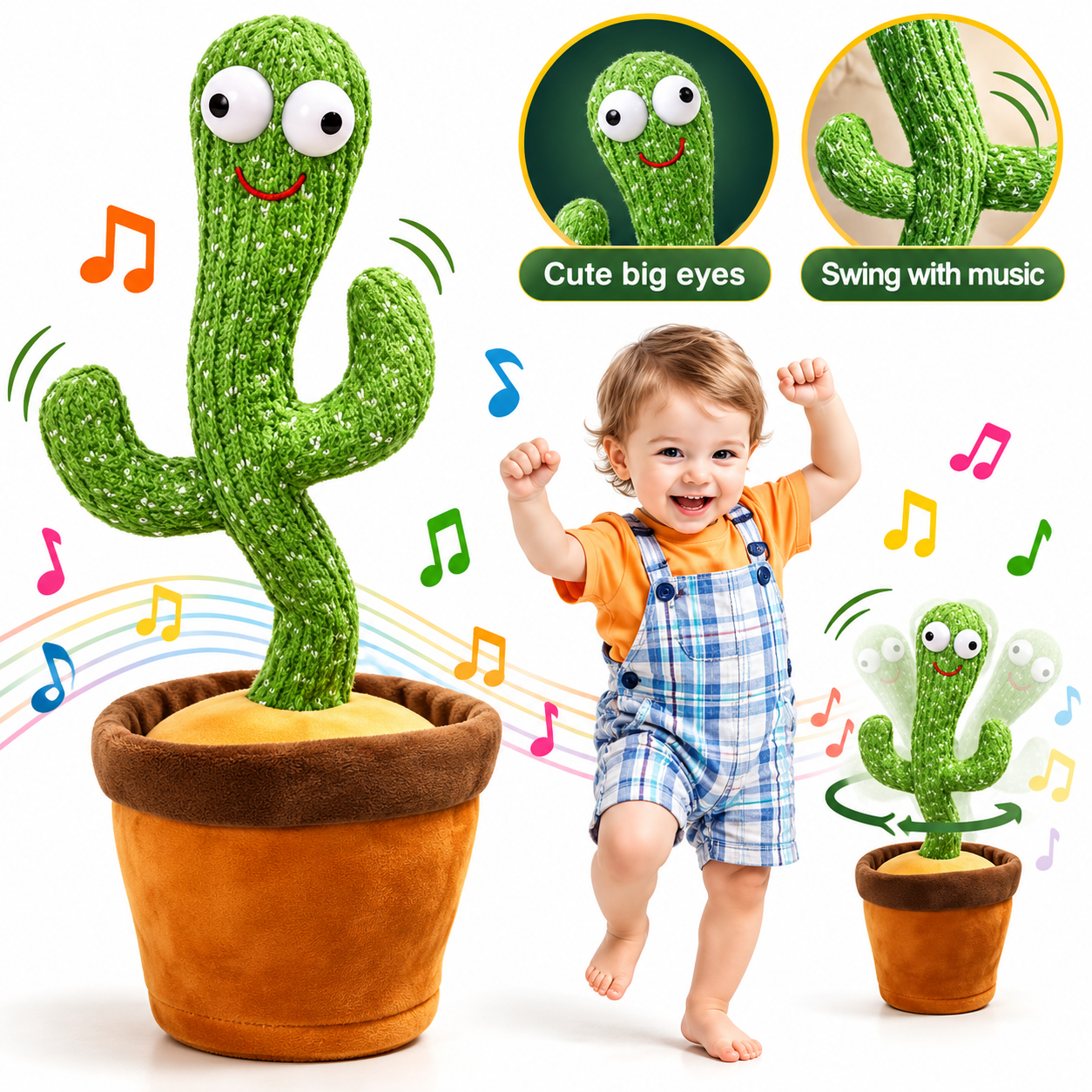 Dancing Cactus Plush Toy with Music and Lights