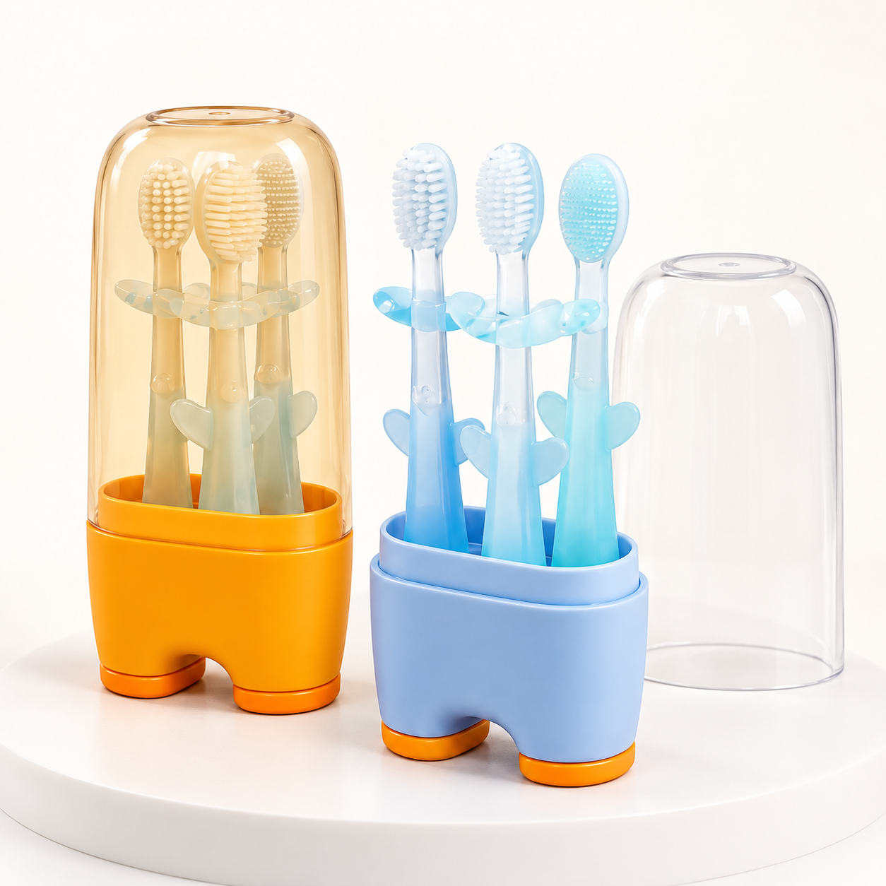Mimo Kids 3-in-1 Silicone Baby Toothbrush & Tongue Cleaner Set with Storage Case